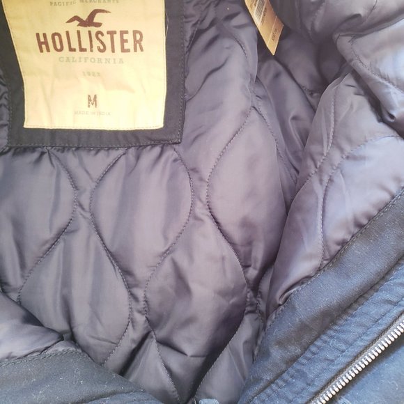 Hollister Men's Cotton Canvas Heavy Parka - Navy - Picture 13 of 13